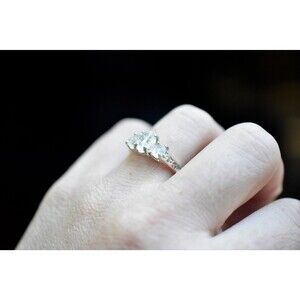 Raw Diamond Engagement Ring Rough Diamond Wedding Band Unique Gemstone Sterling